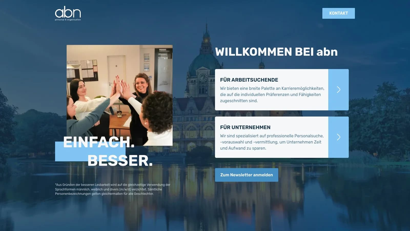 Website-Vorschau abn personal & organisation